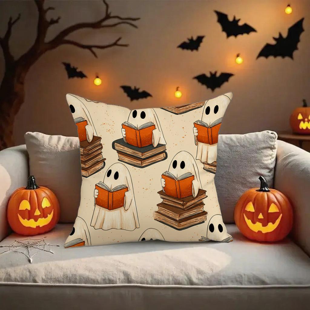 Halloween-themed Ghosts Reading PillowsSuitable for Sofa Car Bedroom Decorative Cushion Cover Pillow Cover