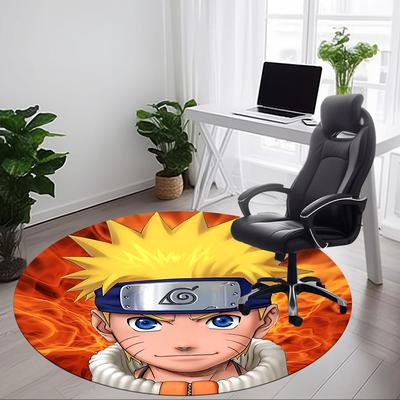 1 Alfombra Redonda de Oficina Naruto, Antideslizante, Suave y Duradera para Decoración de Interiores, Perfecta para Oficina, Hermosa Decoración