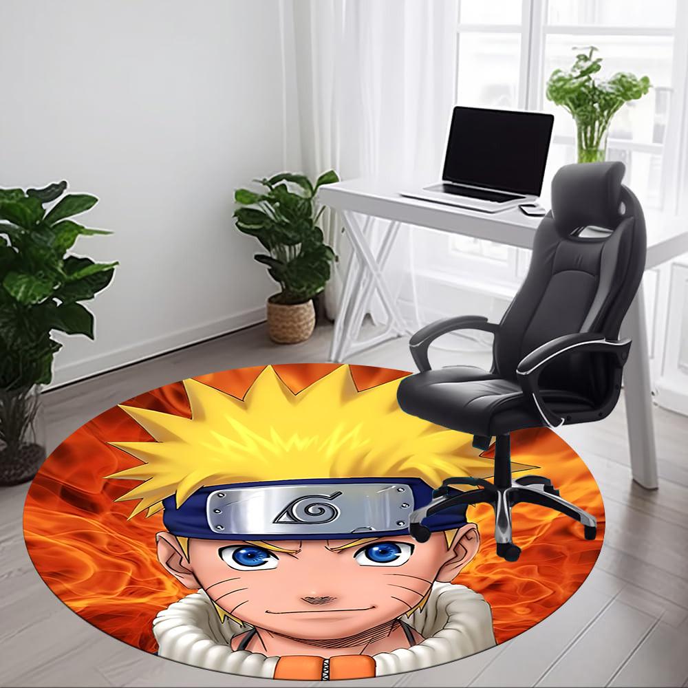 1PC Naruto Office Round Rug, Non-slip, Soft and Durable Office Rug for Interior Decoration, Perfect for Office, Beautiful Decoration