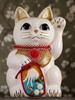 Lucky Cat Mount Fuji Left Paw Raised Ceramic Lucky Cat Maneki Neko Fujiyama Lucky Feng Shui Figurine with Offering Box (L-SIZE White) / - (fj_L White)
