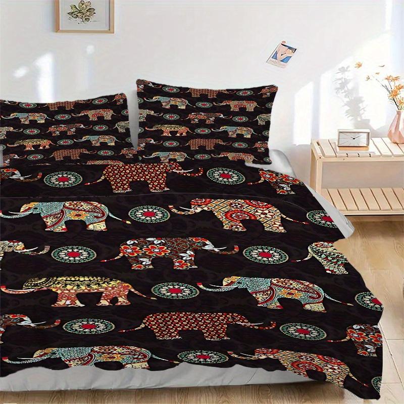 3pcs Elephant Mandala Soft Comfortable Bedding set, For Bedroom, Guest Room And Dorm, All - Season Use, High-Definition Printing109