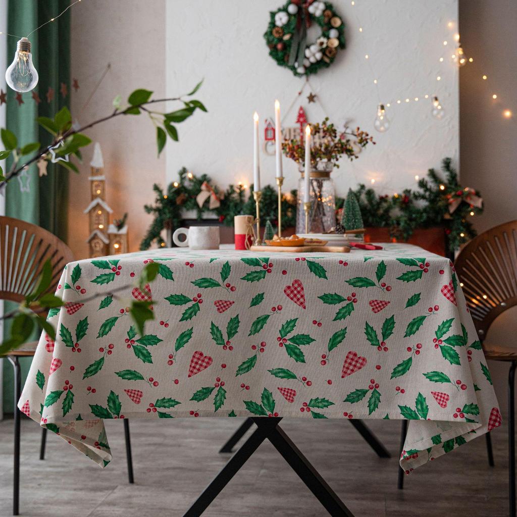 Yimanqiyun Green Leaves Sketch Tablecloth - American Fabric, Rectangular