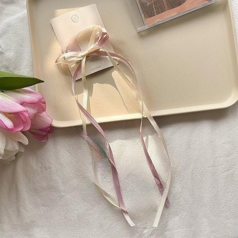 Lace Bow Streamer Hair Clip Women Korean Bangs Clip Sweet Fashion Duckbill Clip Hair Accessories