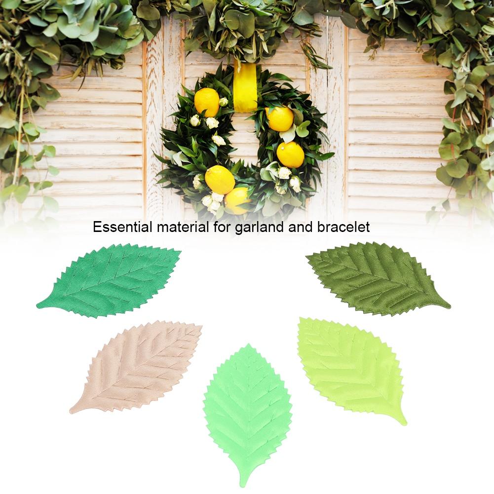 150Pcs DIY Ribbon Artificial Leaves Decor Simulation Tree Leaf Decoration Accessory for Garland