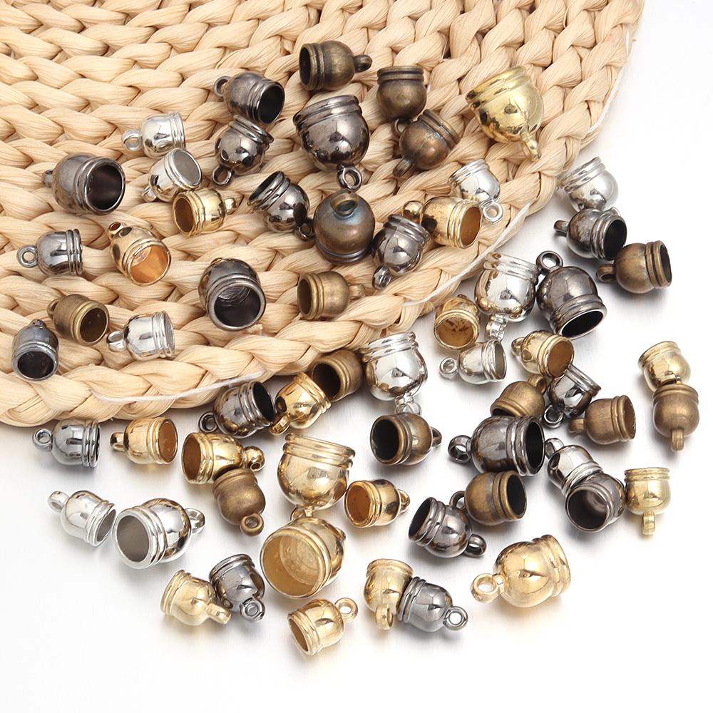 30-100pcs/lot CCB Tassel Caps Beads KC Gold Leather Rope End Tip Cap Beads For DIY Handmade Bracelet Necklace Making Accessories