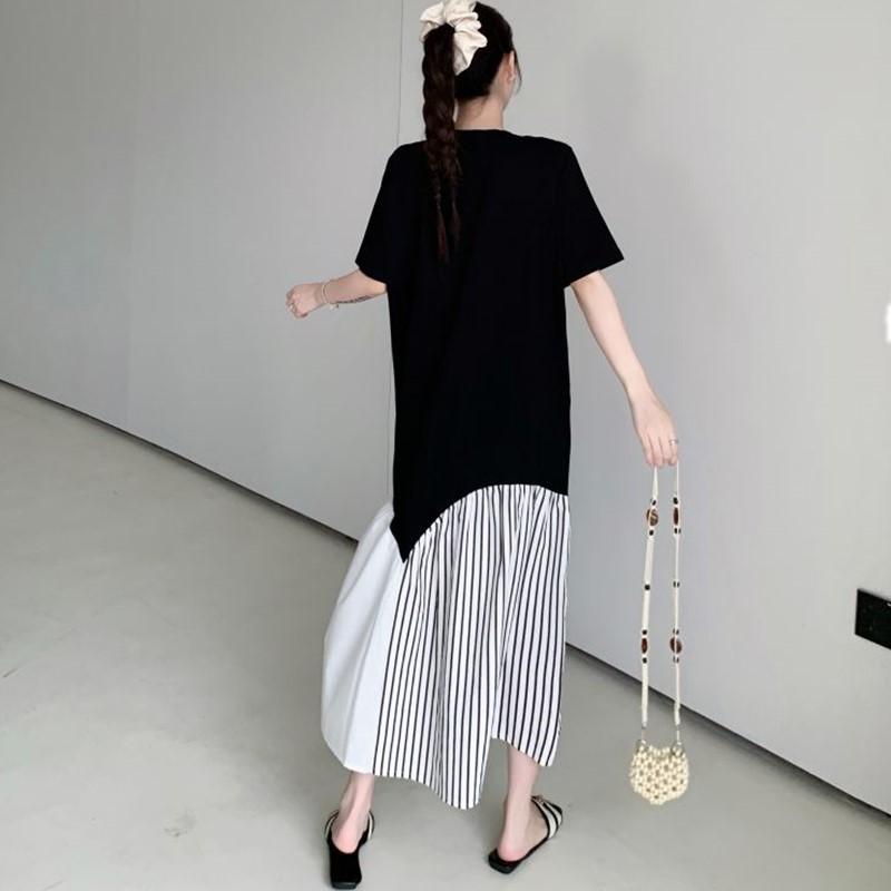 Dámské ležérní volné dlouhé letní šaty s krátkým rukávem, bavlněné vintage, nové, plus size