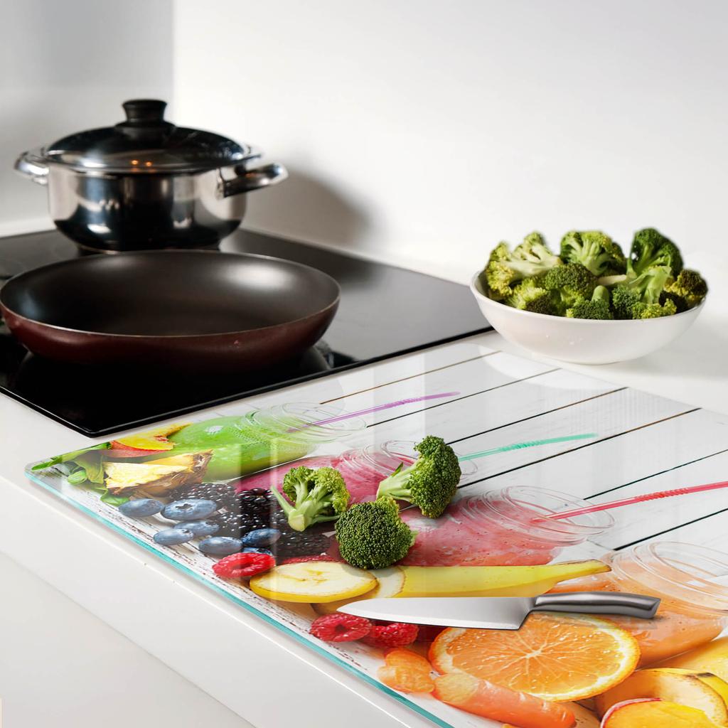 Decorative Glass Kitchen Chopping Board for Fruit Cocktails 80x52 cm