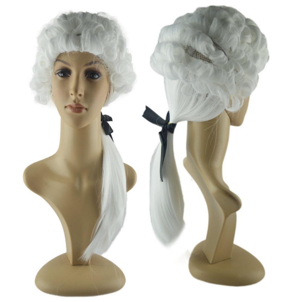 Funny Lawyer Judge Wig Long Baroque Curly Male Wigs Halloween Cosplay Wig Festival Party