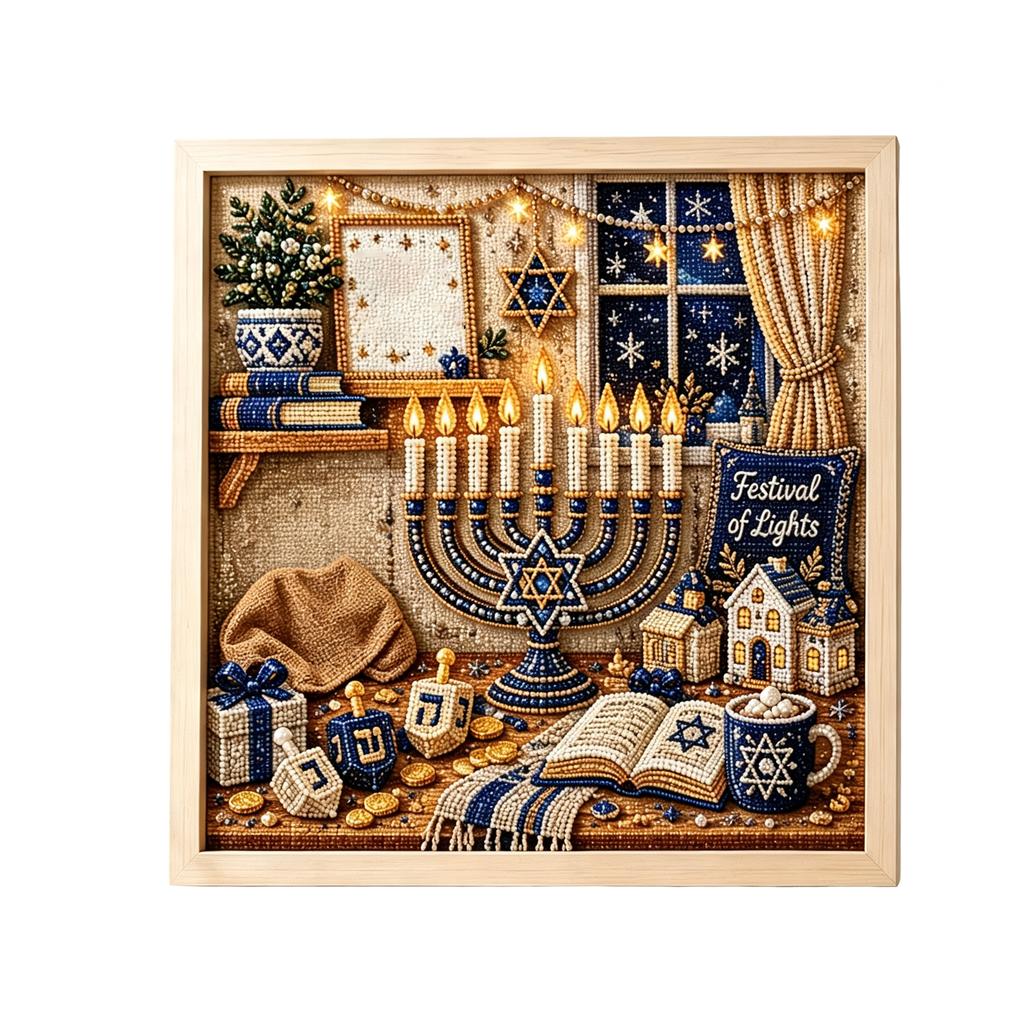 Hanukkah DIY Diamond Art Craft Set, Holiday  Painting Kit