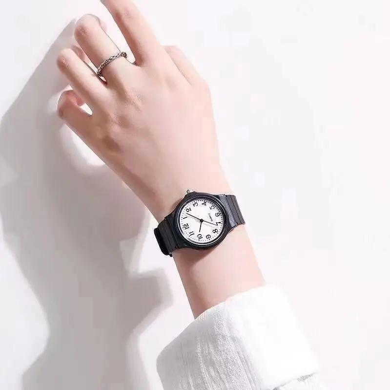 

Exam Watch with Silicone Strap for Women, Simple, Student, Ladies Quartz Wristwatch, Waterproof, Round Small Dial белый