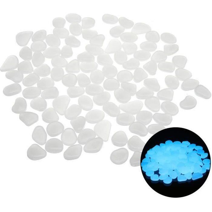 Betian-100PCS Pierre lumineuse Exterieur Blanc Artificiels Galets Fluorescent Décoration pour Jardin Chemin Piscine Éclairage