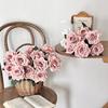 Vintage 7-Head Cappuccino Rose Artificial Bouquet – Suitable for Home Decoration, Wedding/Hotel Arrangement & Christmas Party Ne