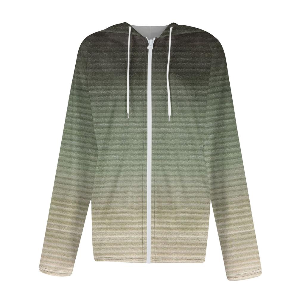 Damemote Casual Zip Up Hettetrykk Langermede sweatshirts frakk