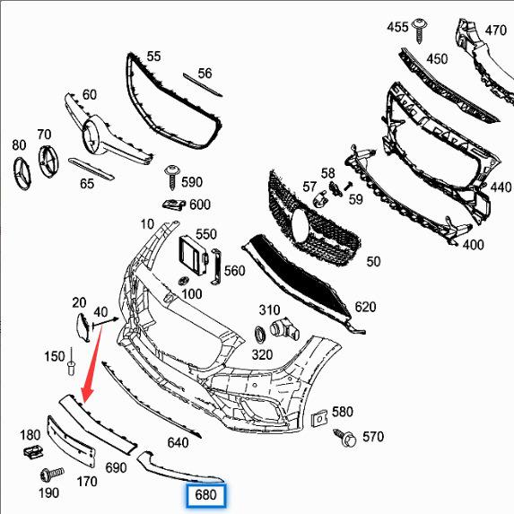 Front Bumper Center Trim Bright Strip for Mercedes-Benz CLS300 CLA260 W218