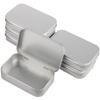 6Pcs 9.5x6x2cm Metal Storage Box Silver Hinged Lid Box Portable Tin Box Container For Crafts