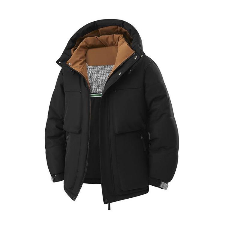 Men Winter Warm Jacket Outdoor Hooded Graphene Cotton Coat Autumn Thick L чёрный