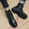 Autumn and Winter Trendy Fashion Solid Color High-top Lace-up Martin Boots Men's Outer Platform Locomotive Boots
