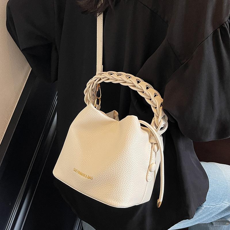 Fashion Korean Version Braided Rope Portable Bucket Bag 2025 Summer New Trendy and Versatile Single Shoulder Crossbody Hand Bag