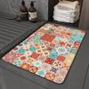 Tapis de Bain Bohème Tribal Mandala Géométrique Antidérapant Absorbant l'Eau Fin Tapis de Sol Salle de Bain Chambre Entrée Décoration Intérieure Bohème