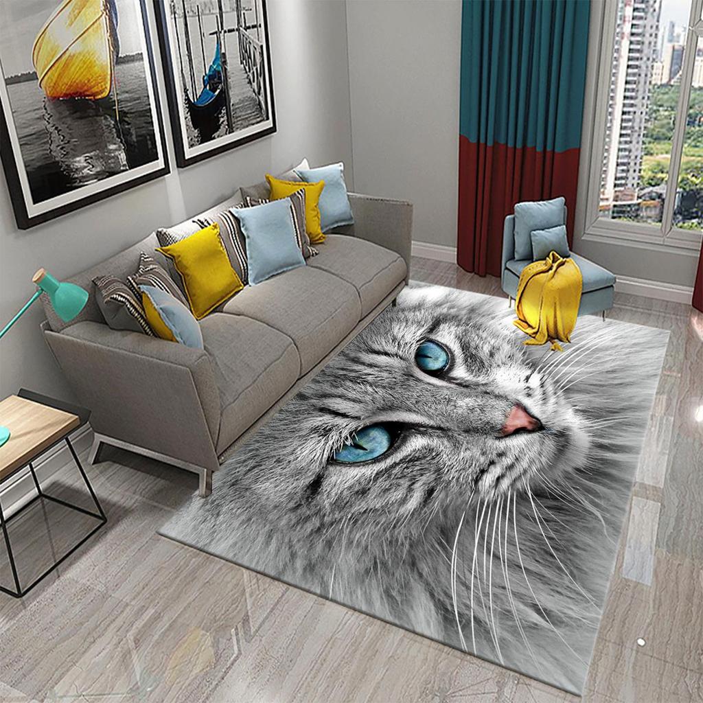 3D schöne Katze Teppich Teppich für Wohnzimmer Schlafzimmer Sofa Fußmatte Dekoration Kinder spielen rutschfeste Bodenmatte Badezimmer rutschfeste Teppich