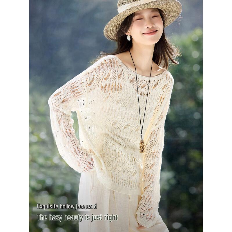 Mohan Yimei Women's Hollow Jacquard Knit Top
