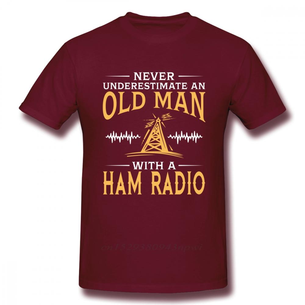 100% Cotton Tees Never Underestimate An Old Man with A Ham Radio Tee Shirt Man Round Neck T Shirt Guys Punk Designer Streetwear