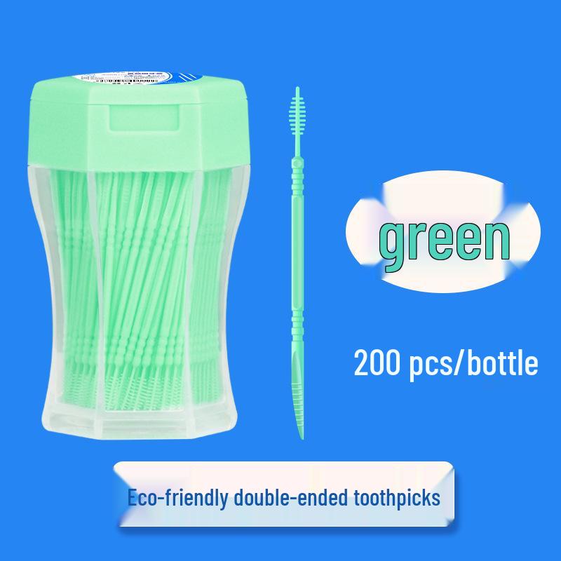 Hexagonal Bottle Double-Headed Toothpicks & Fine Bristle Brushes - 200 Pieces