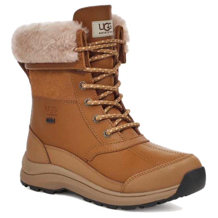 UGG Zaylee Leather Thermal Short Mid Calf Outdoor Boots Women's Brown 1138155-CHE