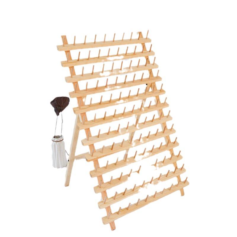 Foldable Wooden Thread & Yarn Rack - Spool & Bobbin Storage, Wig Stand