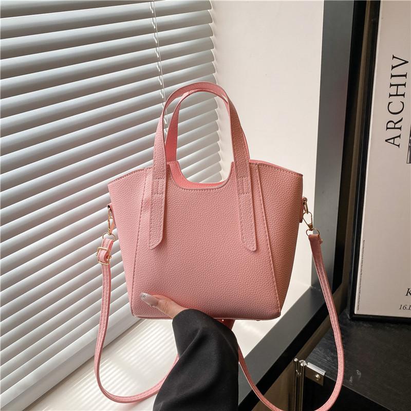 

Высококачественная однотонная сумка-тоут в форме ведра, простая сумочка, новая простая модная универсальная на плечо, мессенджер, для поездок розовый