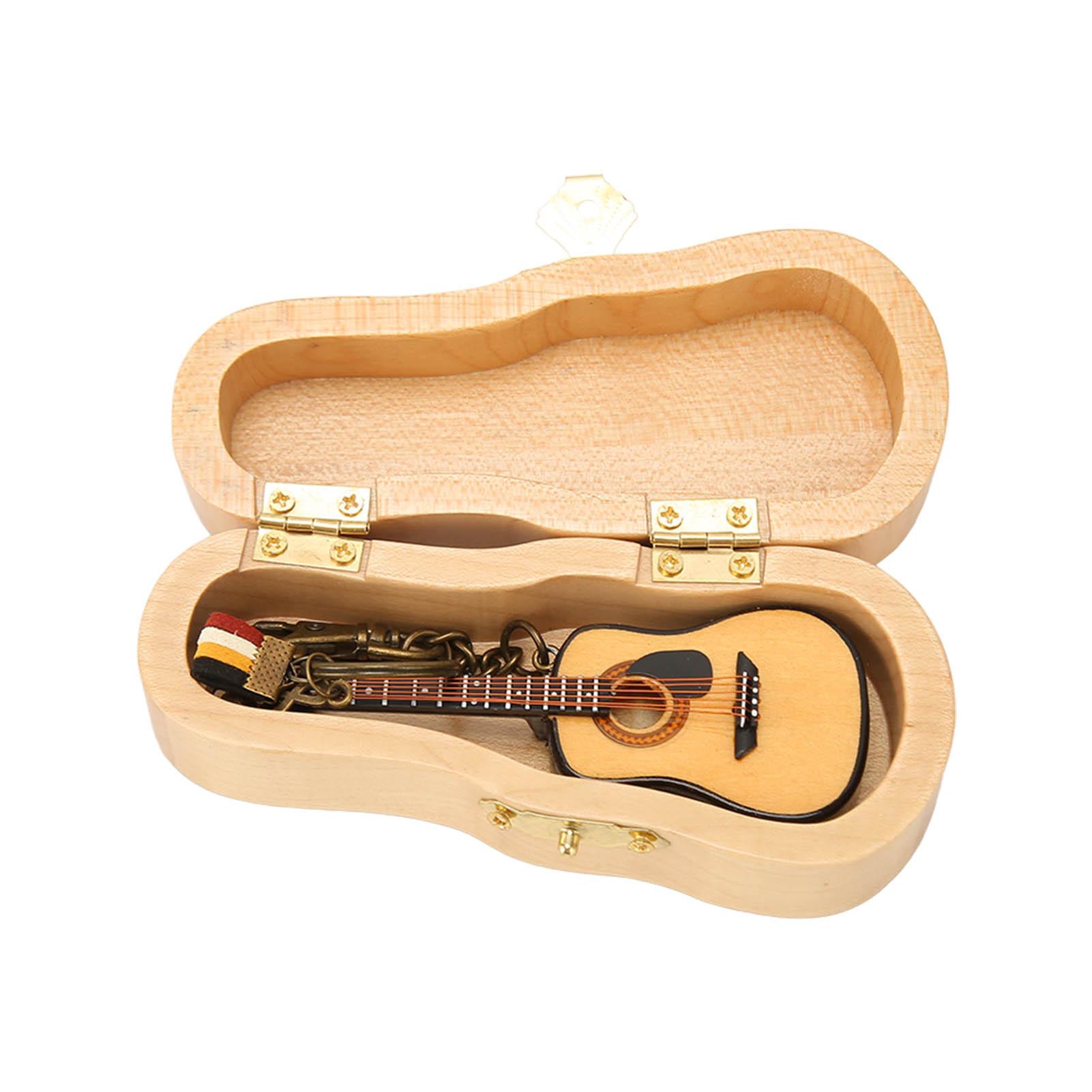 

Мини-гитара Модель Брелок Функция Сглаживание Древесины Богатые Детали Миниатюрная Деревянная Гитара Для Стола