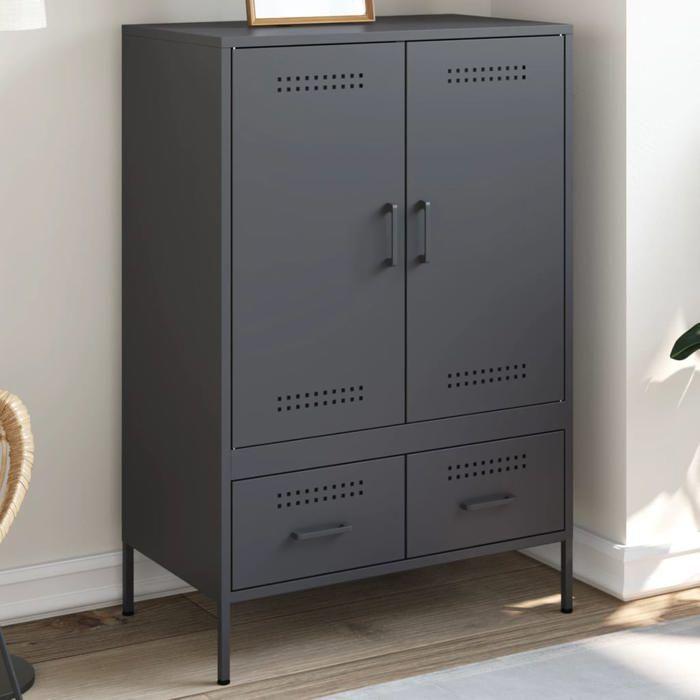 VidaXL High Buffet, Cabinet with Legs and Compartments, Cupboard with Door, Living Room Organizer, Anthracite 843110