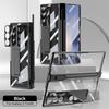 For Samsung Galaxy Z Fold 6 5 4 3 Transparent Plating PC Hinge protection Full Body Stand Pen Slot Case with Tempered Glass