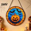 Unique Wall Hanging Art Retro Halloween Pendant, Ghost/Bat/Spider Web/Pumpkin Head Print, Old School Horror Room Decor Vintage Acrylic Ornament