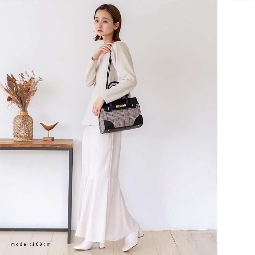 VITAFELICE Belt Design Handbag Women's 2-Way Inb-10092z (Glen Check)