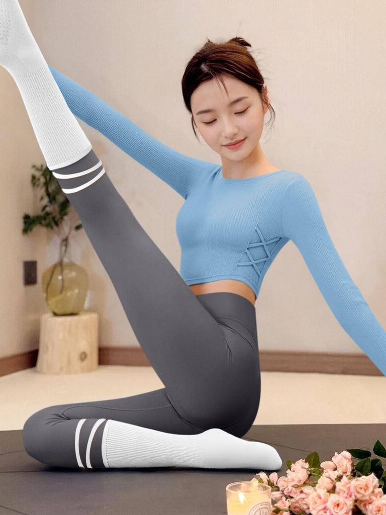 Top Longo de Pilates e Yoga Feminino de Alta Qualidade Outono/Inverno 2025 com Sutiã Embutido