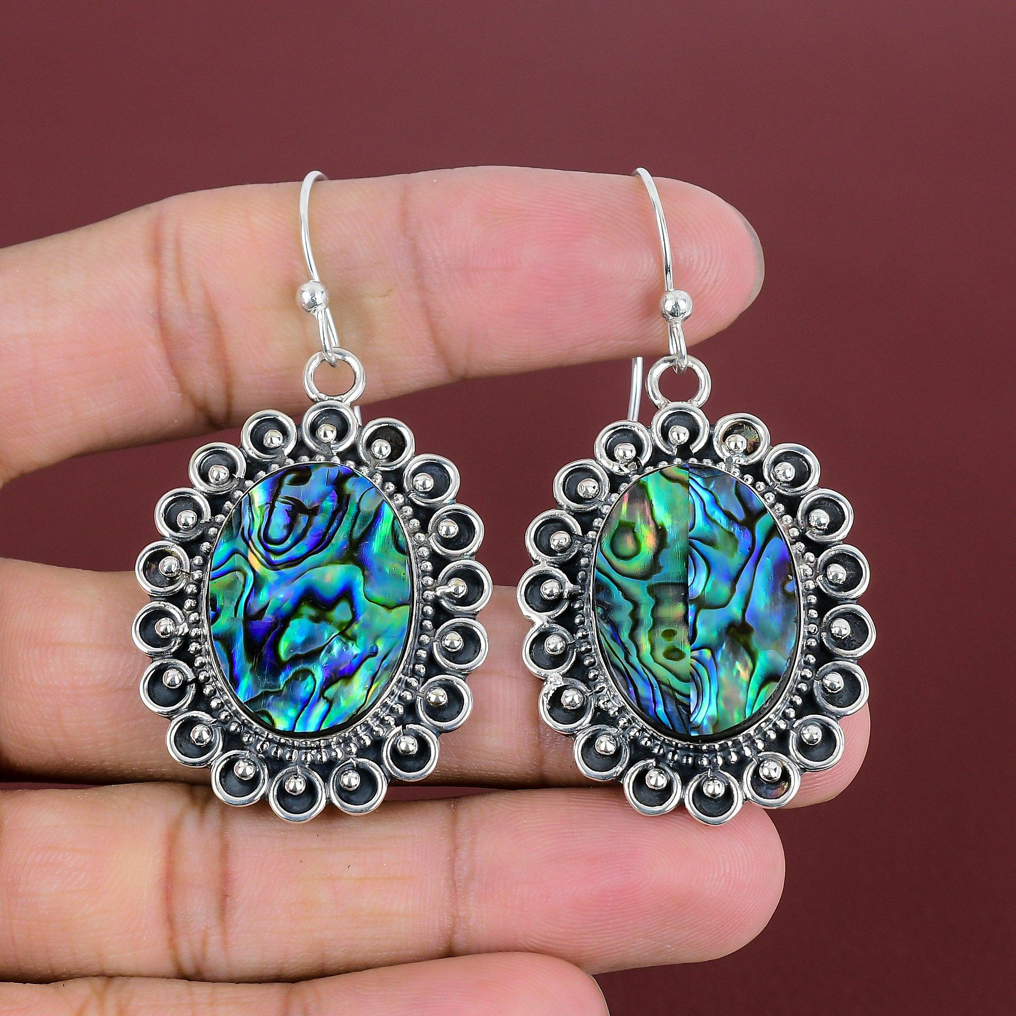 Abalone Shell Gemstone Earring 925 Sterling Silver Earring Handmade Earrings Wonderful Abalone Shell Jewelry Gifts For Friend Silver Jewelry