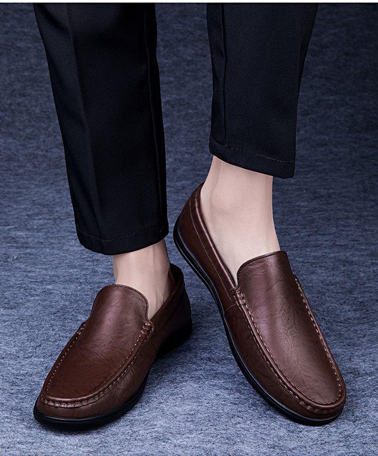 Men's Casual Slip-On Loafers - Flat Bottom Cowhide Moccasins for Spring/Summer
