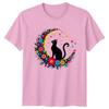 Cat On Moon TShirt Celestial Magic Floral Kitten Tee