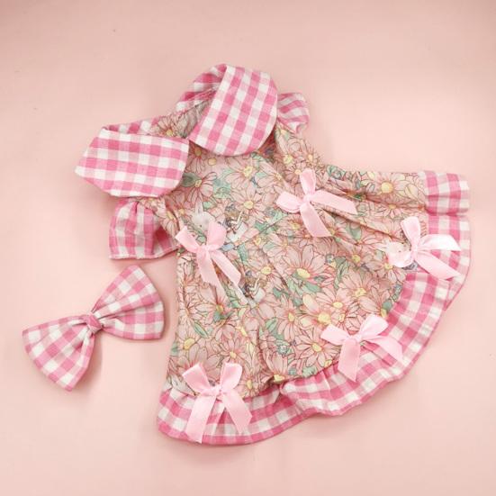 Summer Hawaii Dog Dress Floral Pattern Pet Skirt with Bow Decorations Breathable Comfortable Pet Dress