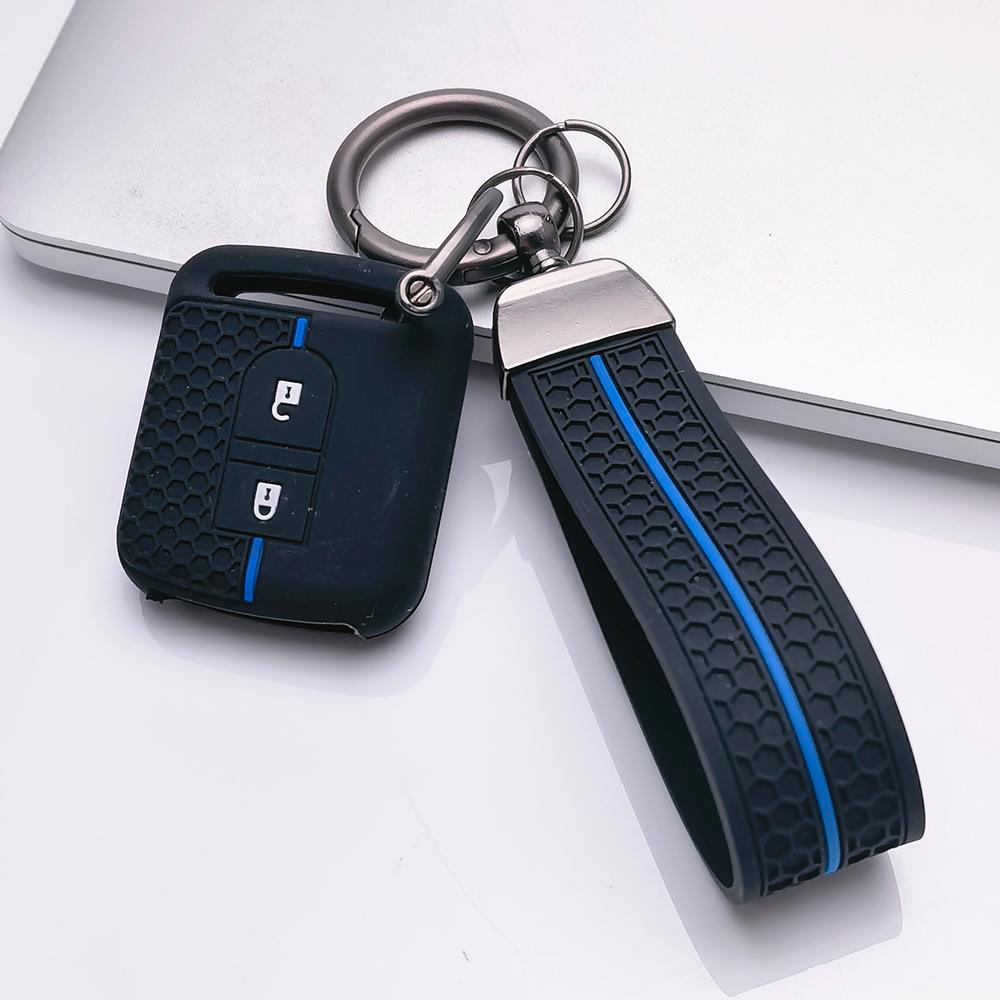 Key Fob Cover for Nissan Qashqai Micra Tiida Sunny Livina Sylphy with Keychain Anti-Scratch Surface Shockproof Structure Soft Grip Texture