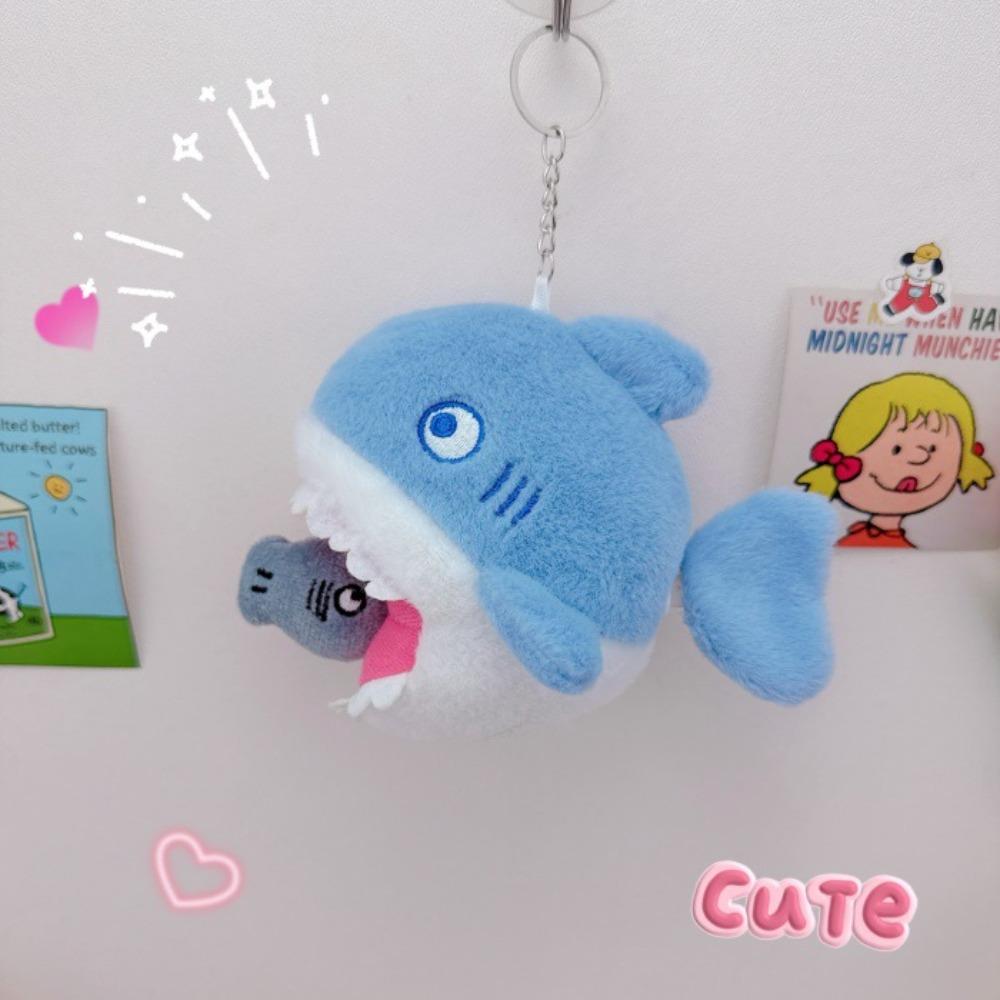 Cartoon Shark Blue Shark Pendant Stuffed Animal Plush Shark Keyring  Kids Gifts