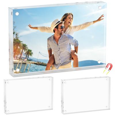 3 Pcs Acrylic Picture Frames Double Sided Magnetic Photo Frames 4X6 In Transparent Freestanding Photo Frames for Display Picture