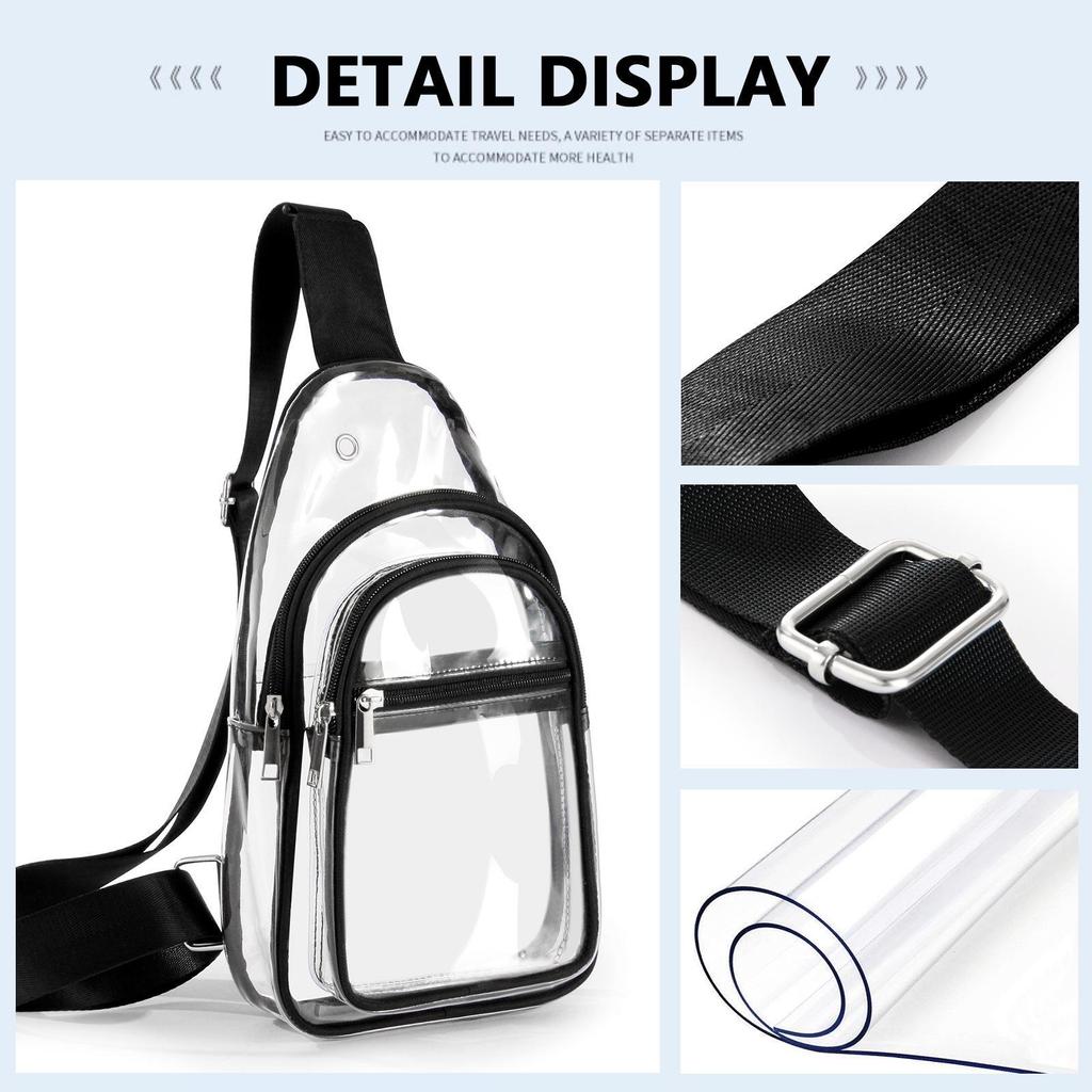 Men's Transparent Waterproof Crossbody Chest Bag for Sports, Travel, Concerts, and Business Storage.