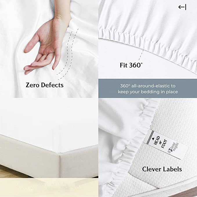 Silentnight Queen Size 4-teiliges Bettwäsche-Set Hotel Luxus Glatt & Weich Bettlaken 100% Ägyptische Baumwolle 800 Fadenzahl Bettlaken 26 Zoll Tiefe Tasche