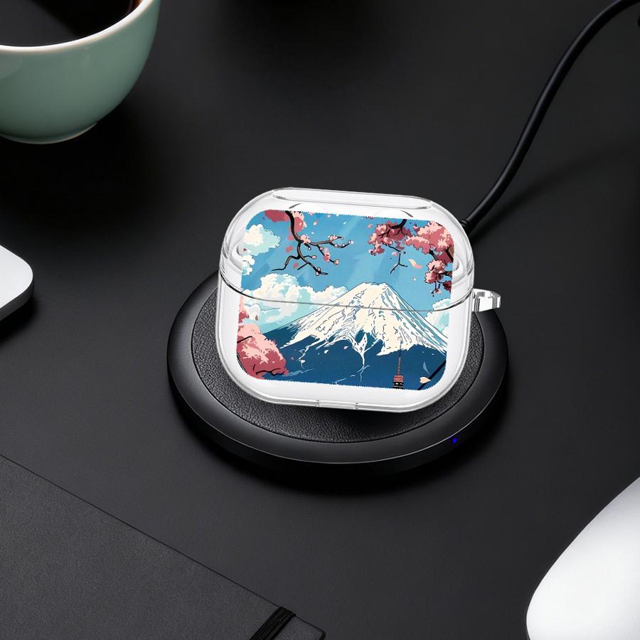 Hülle Für Samsung Galaxy Buds 2 Live 3Pro 4 Pro 4Pro 3 FE 2Pro Klare Kopfhörerhüllen Abdeckung Mit Haken Japanische Landschaft