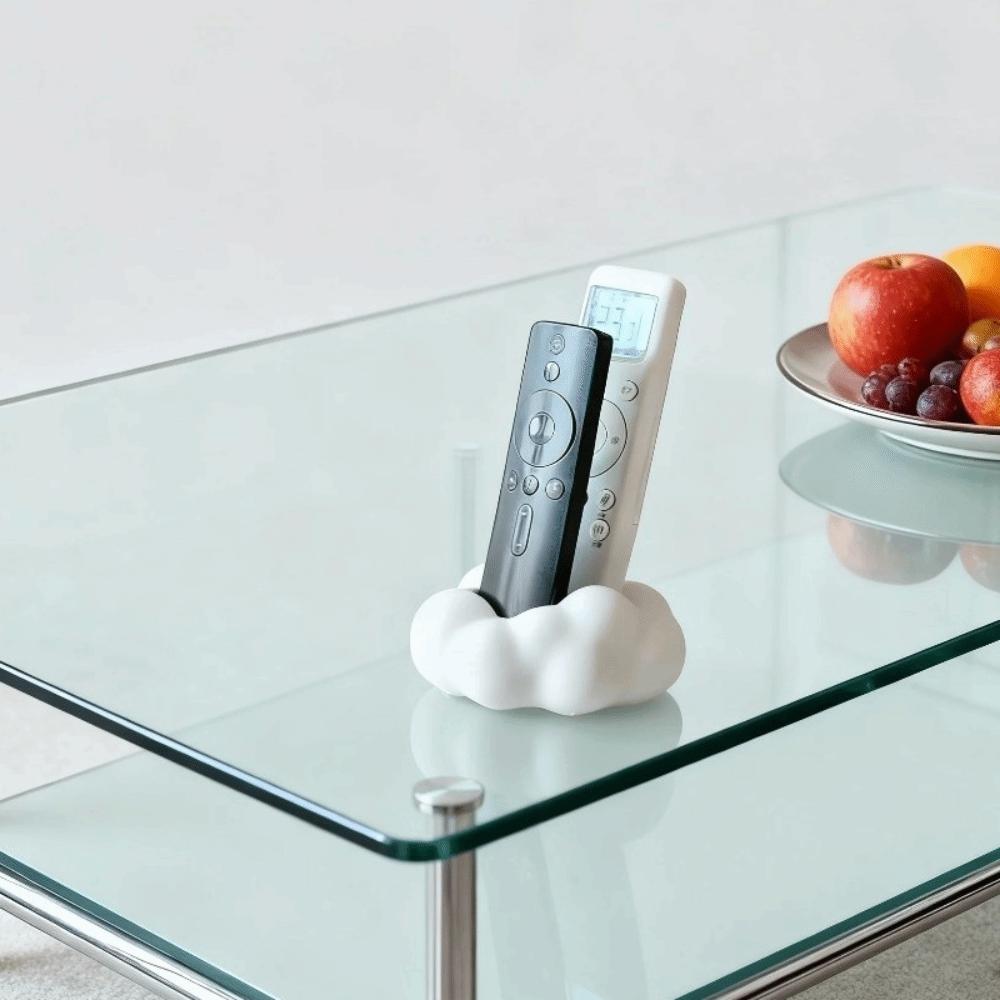 Cute 3D Cloud-Shaped Remote Control Holder 2 Grids Plastic Remote Rack Eco-Friendly Save Space Desktop Storage Box Desktop Use