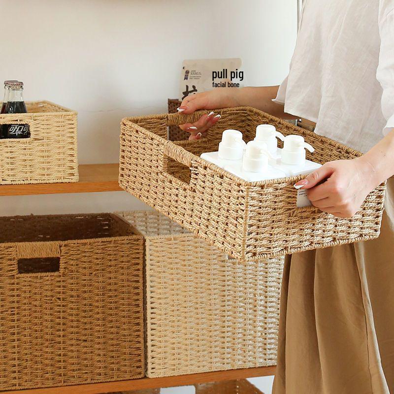 Japanese Style Large Rattan Storage Basket for Clothes, Toys, and Snacks