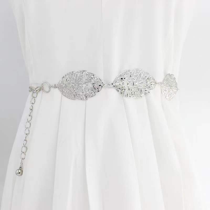Korean Version of Metal Belt for Women Fashion Versatile Leaves Air-decorative Dress Waist Decoration Waist Chain Body Chain