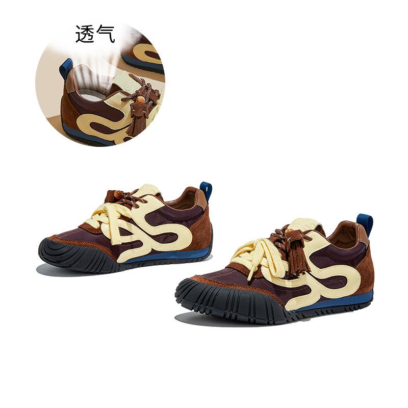 Leather German training shoes women's 2025 autumn new platform women's shoes sports commuting versatile Forrest Gump shoes casual dad shoes